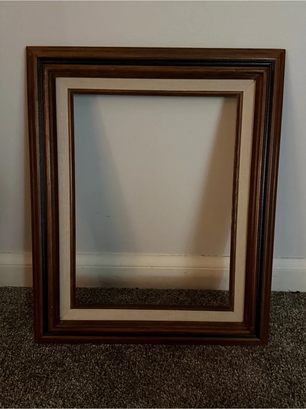 Vintage Wooden Picture Frame with Cream Mat - no glass